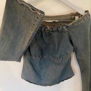 Stretch denim corset top